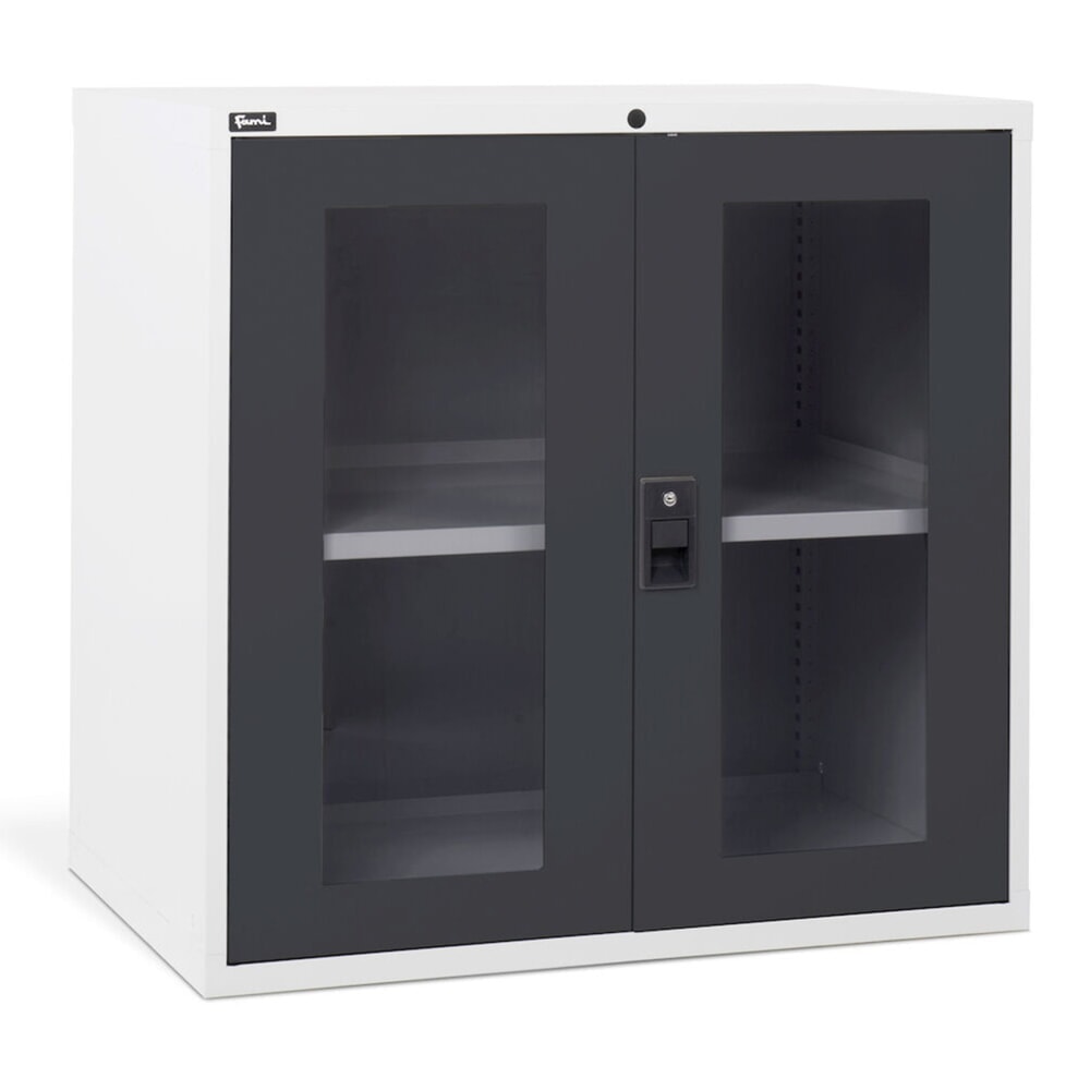 Číslo obrázka výrobku 4: Skriňa Fami MASTER s polykarbonátovými krídlovými dverami,v × š × h 1 000 × 1 020 × 726 mm, svetlosivá, antracitová
