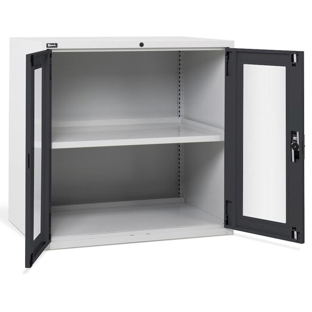 Číslo obrázka výrobku 5: Skriňa Fami MASTER s polykarbonátovými krídlovými dverami,v × š × h 1 000 × 1 020 × 726 mm, svetlosivá, antracitová