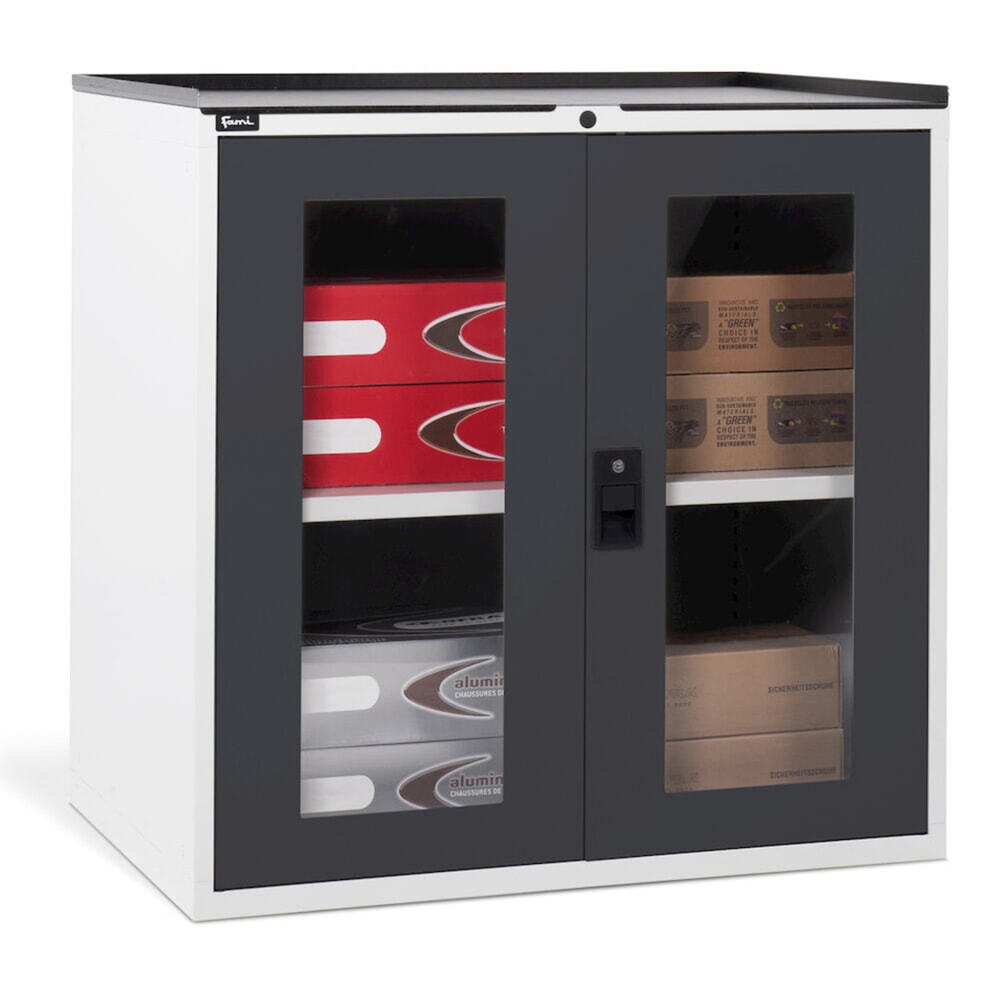Číslo obrázka výrobku 6: Skriňa Fami MASTER s polykarbonátovými krídlovými dverami,v × š × h 1 000 × 1 020 × 726 mm, svetlosivá, antracitová