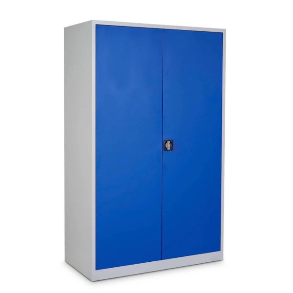 Číslo obrázka výrobku 1: Skriňa s krídlovými dverami HEMMDAL HF-ST, s výškou na 5 fasciklov, v × š × h 1 950 × 1 200 × 420 mm, police s práškovou úpravou, svetlosivá/enciánová modrá