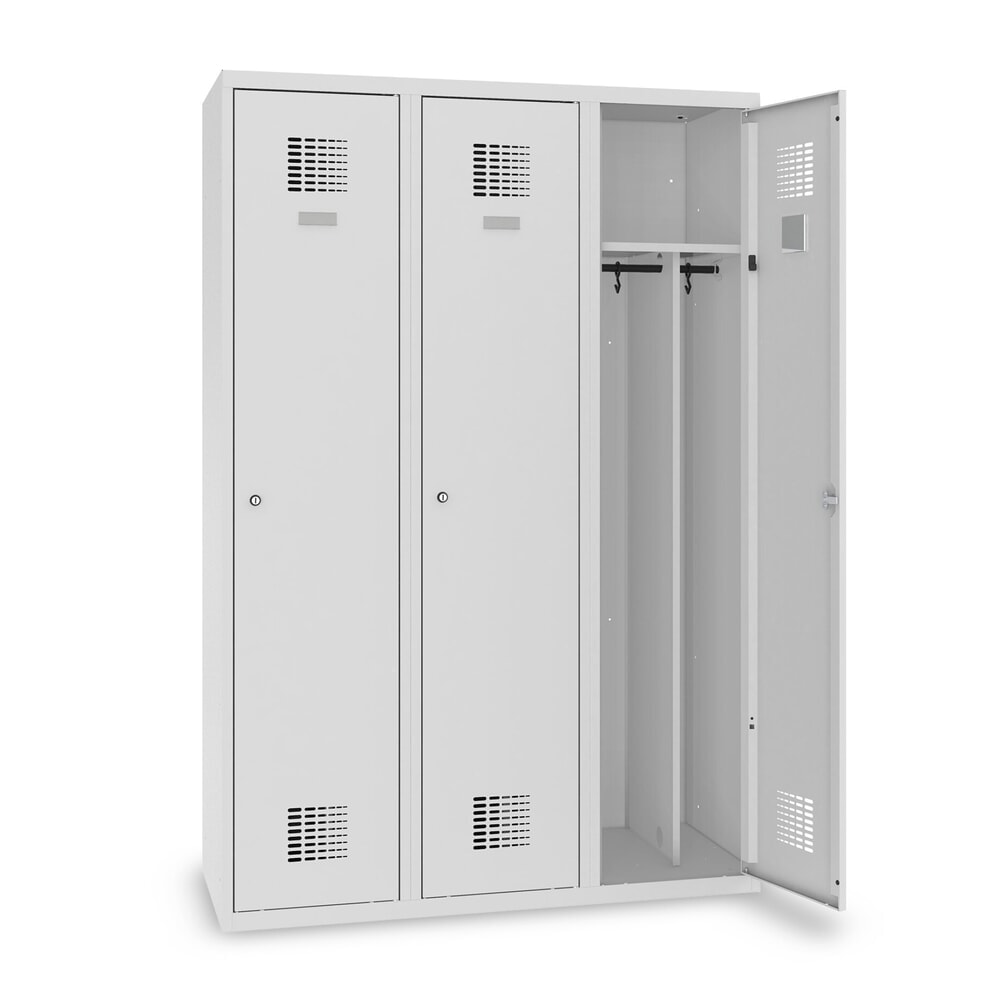 Číslo obrázka výrobku 10: Skrinka Steinbock® s podstavcom, 3 priehradky, stredová deliaca priečka, zámok s otočnou západkou, v × š × h 1800 × 1200 × 500 mm, svetlosivá/antracitová sivá