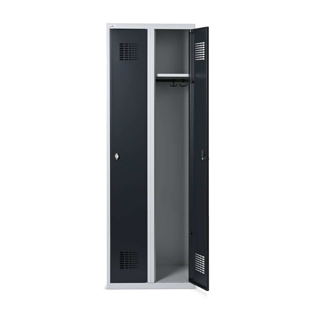 Číslo obrázka výrobku 4: Skrinka Steinbock®, stojaca, 2 priehradky, otočný zámok, v × š ×h 1 800 × 600 × 500 mm, svetlosivá/antracitová sivá