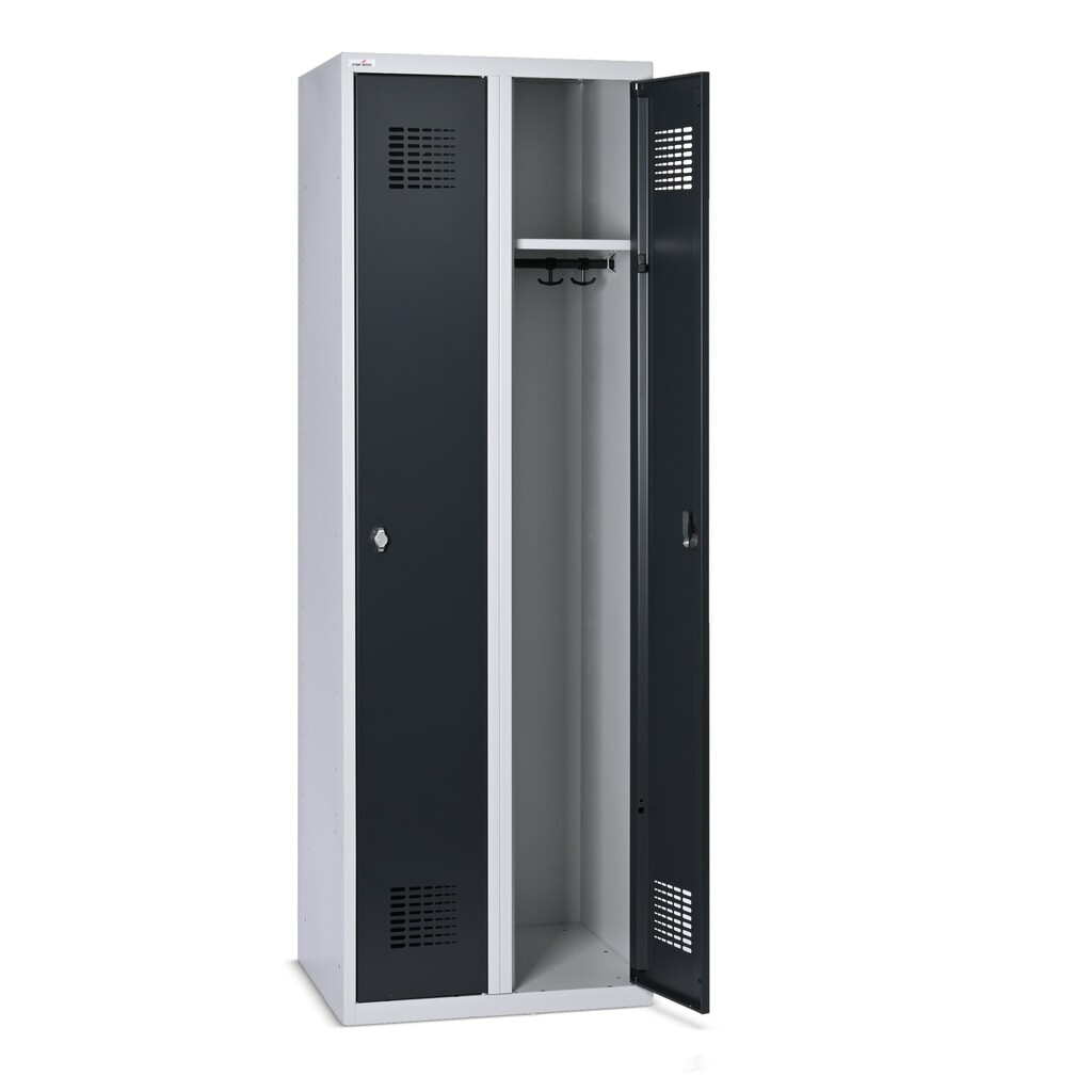 Skrinka Steinbock®, stojaca, 2 priehradky, otočný zámok, v × š ×h 1 800 × 600 × 500 mm, svetlosivá/antracitová sivá Číslo obrázka výrobku 5: Skrinka Steinbock®, stojaca, 2 priehradky, otočný zámok, v × š ×h 1 800 × 600 × 500 mm, svetlosivá/antracitová sivá