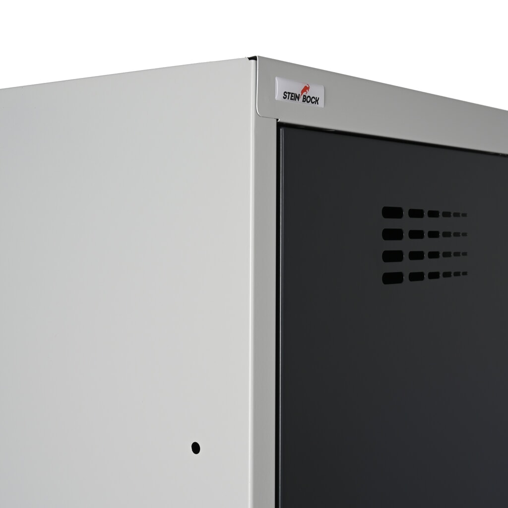 Číslo obrázka výrobku 5: Skrinka Steinbock®, stojaca, 2-úrovňová, 4 priečinky, otočný zámok, v ×š × h 1 800 × 600 × 500 mm, svetlosivá/antracitová sivá