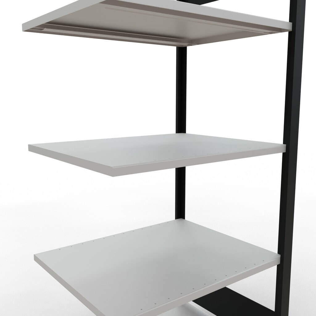 polica SCHULTE prídavné pole, obojstranná, bez centrálnych zarážok, nosnosť regálu 150 kg, čierna, V x Š x H 1 800 x 750 x 600 mm Číslo obrázka výrobku 4: polica SCHULTE prídavné pole, obojstranná, bez centrálnych zarážok, nosnosť regálu 150 kg, čierna, V x Š x H 1 800 x 750 x 600 mm