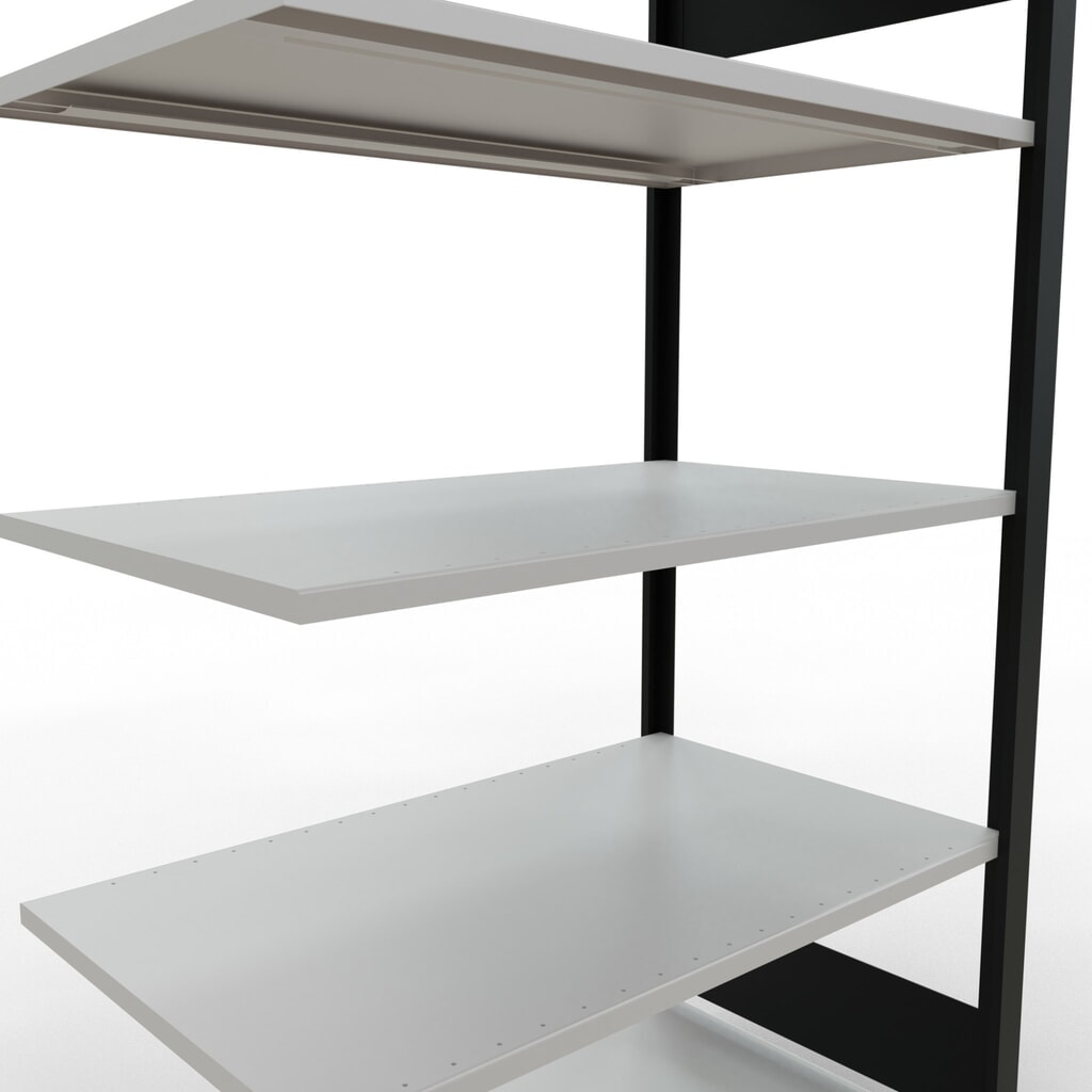 polica SCHULTE prídavné pole, obojstranná, bez centrálnych zarážok, nosnosť regálu 150 kg, čierna, V x Š x H 1 800 x 1 000 x 600 mm Číslo obrázka výrobku 4: polica SCHULTE prídavné pole, obojstranná, bez centrálnych zarážok, nosnosť regálu 150 kg, čierna, V x Š x H 1 800 x 1 000 x 600 mm