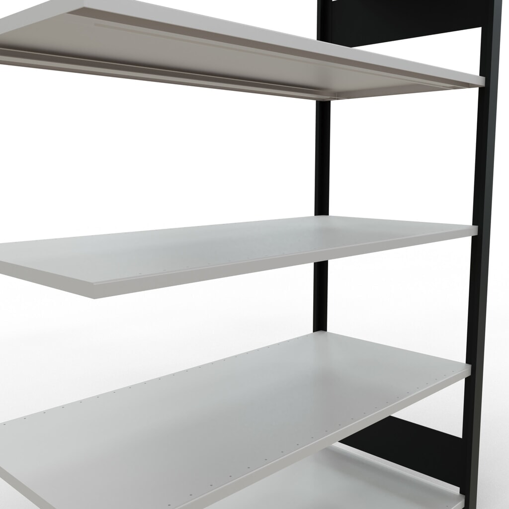 polica SCHULTE prídavné pole, obojstranná, bez centrálnych zarážok, nosnosť regálu 150 kg, čierna, V x Š x H 1 800 x 1 300 x 600 mm Číslo obrázka výrobku 4: polica SCHULTE prídavné pole, obojstranná, bez centrálnych zarážok, nosnosť regálu 150 kg, čierna, V x Š x H 1 800 x 1 300 x 600 mm