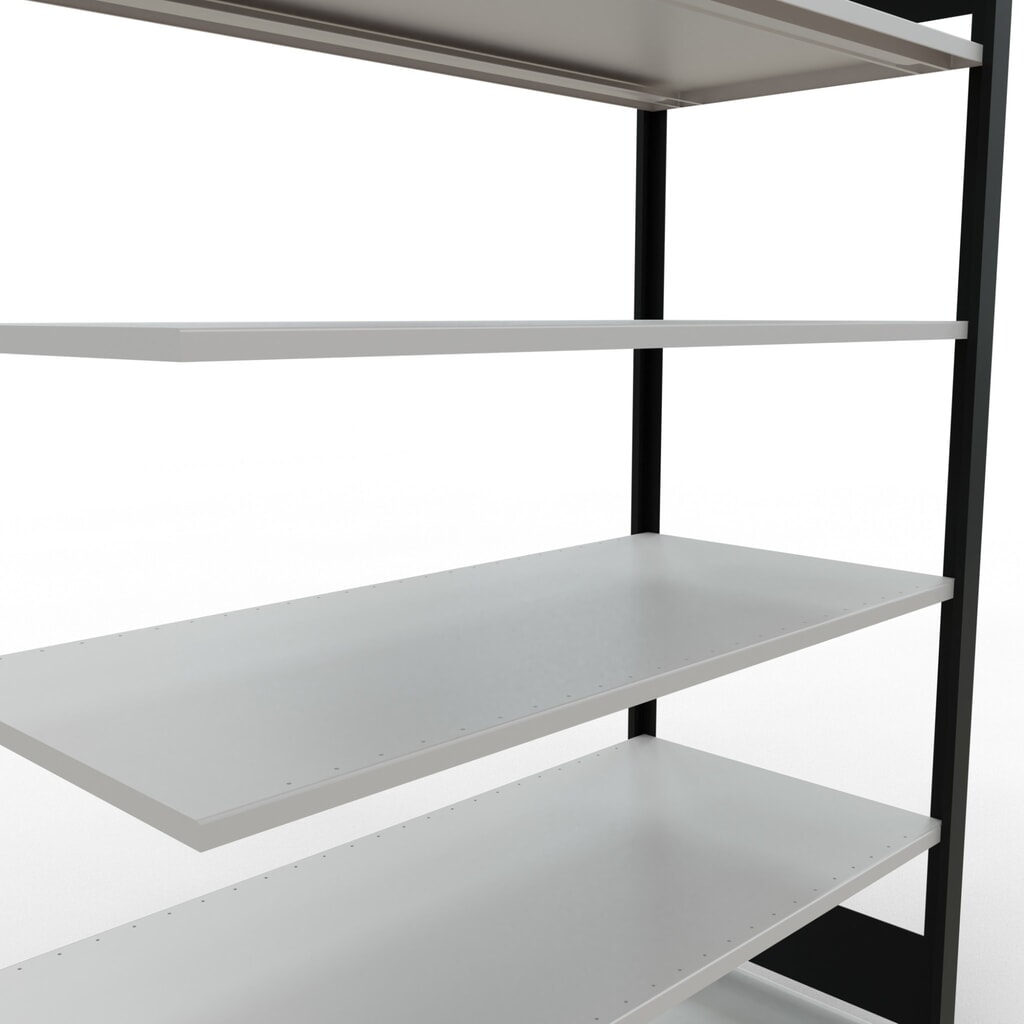Spisový regál SCHULTE nadstavbové pole, obojstranný, bez stredových dorazov, zaťaženie police 150 kg, čierny, v x š x h 2 000 x 1 300 x 600 mm Číslo obrázka výrobku 4: Spisový regál SCHULTE nadstavbové pole, obojstranný, bez stredových dorazov, zaťaženie police 150 kg, čierny, v x š x h 2 000 x 1 300 x 600 mm
