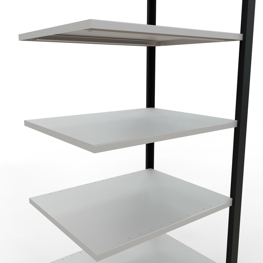 Číslo obrázka výrobku 4: polica SCHULTE prídavné pole, obojstranná, bez centrálnych zarážok, nosnosť regálu 150 kg, čierna, V x Š x H 2 300 x 750 x 600 mm