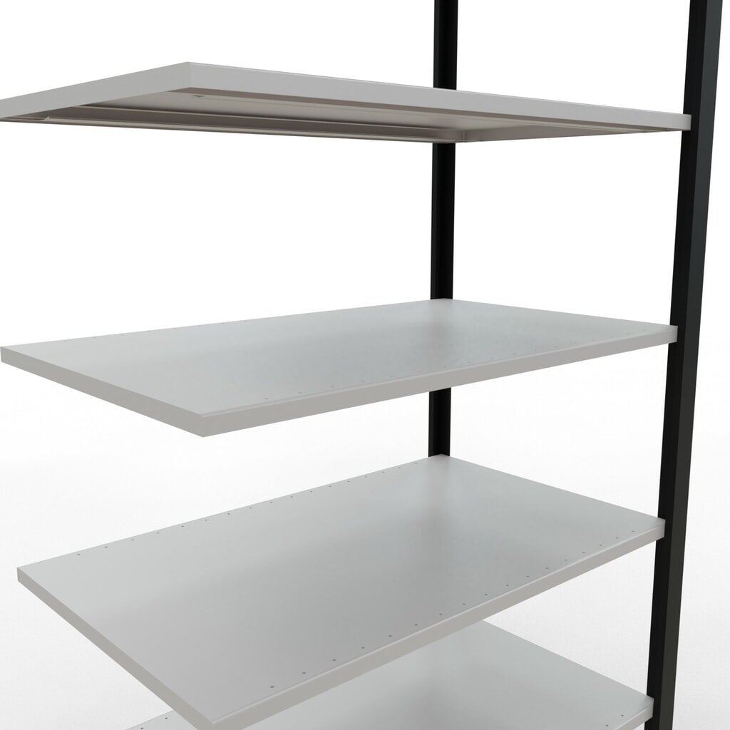 Spisový regál SCHULTE nadstavbové pole, obojstranný, bez stredových dorazov, zaťaženie police 150 kg, čierny, v x š x h 2 300 x 1 000 x 600 mm Číslo obrázka výrobku 4: Spisový regál SCHULTE nadstavbové pole, obojstranný, bez stredových dorazov, zaťaženie police 150 kg, čierny, v x š x h 2 300 x 1 000 x 600 mm