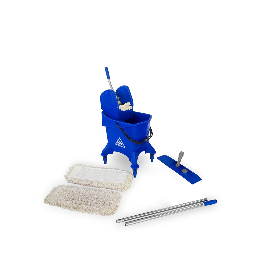 Steinbock® štartovací vozík set, 30 liter, 5 x bavlnený mop 400 mm, 2-dielna chrómová rukoväť a skladací držiak Číslo obrázka výrobku 2: Steinbock® štartovací vozík set, 30 liter, 5 x bavlnený mop 400 mm, 2-dielna chrómová rukoväť a skladací držiak