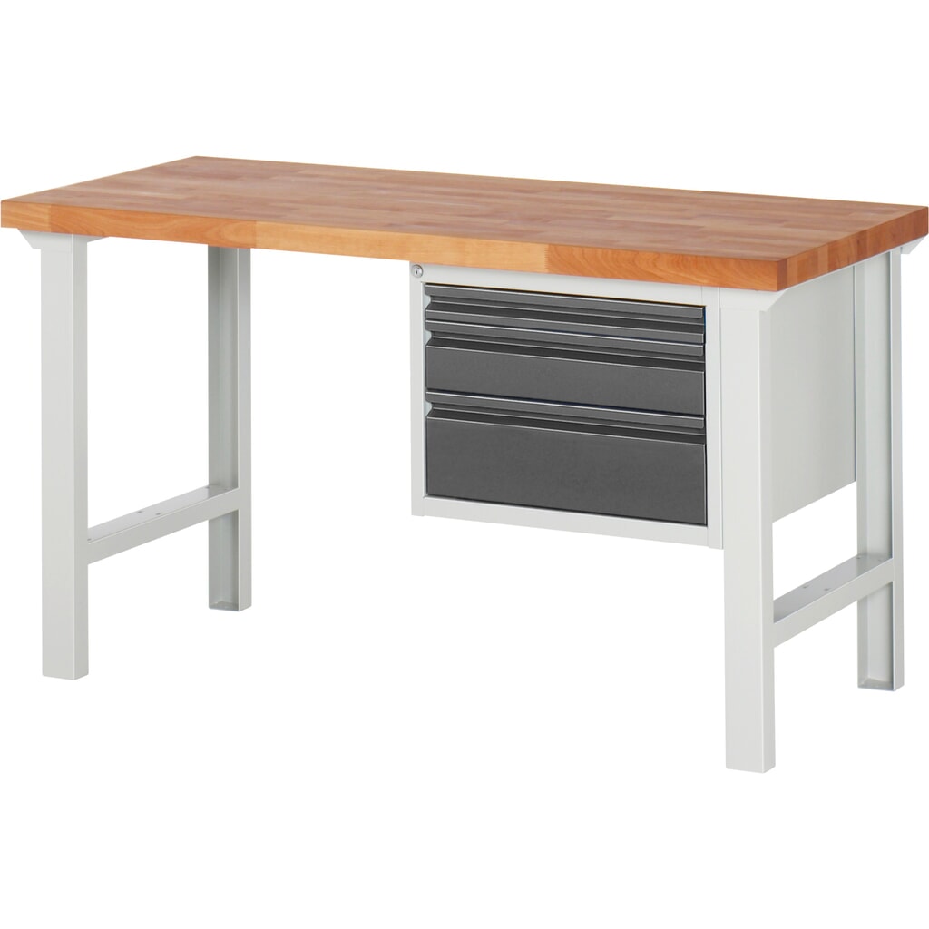 Steinbock® pracovný stôl, 3 zásuvky, V x Š x H 840 x 1500 x 700 mm, RAL 7035/7016 Obrázok výrobku: Steinbock® pracovný stôl, 3 zásuvky, V x Š x H 840 x 1500 x 700 mm, RAL 7035/7016