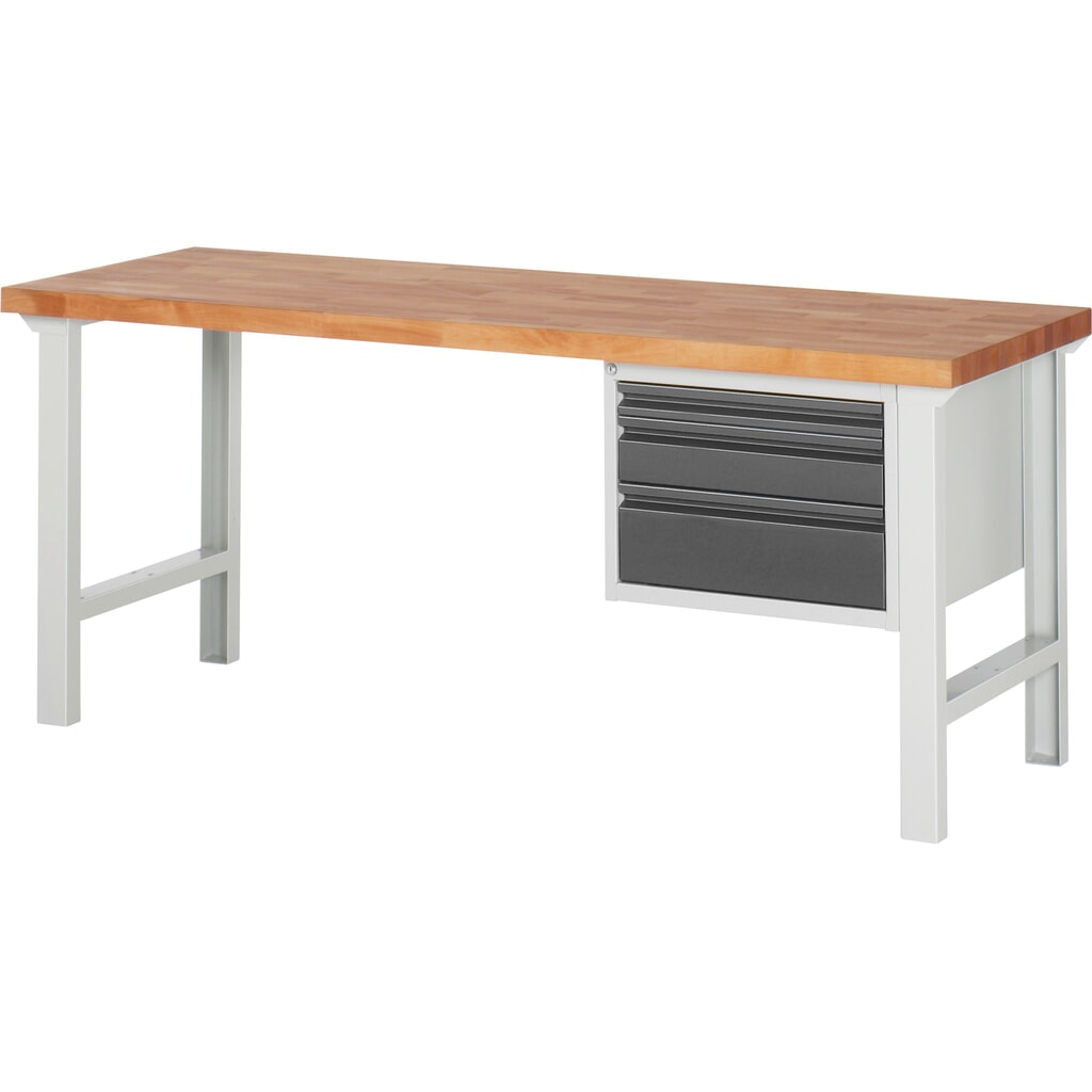 Steinbock® pracovný stôl, 3 zásuvky, V x Š x H 840 x 2 000 x 700 mm, RAL 7035/7016 Obrázok výrobku: Steinbock® pracovný stôl, 3 zásuvky, V x Š x H 840 x 2 000 x 700 mm, RAL 7035/7016