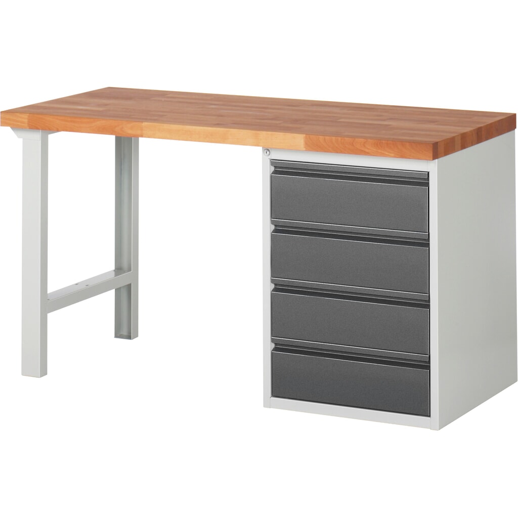Steinbock® pracovný stôl so 4 zásuvkami, V x Š x H 840 x 1500 x 700 mm, RAL 7035/7016 Obrázok výrobku: Steinbock® pracovný stôl so 4 zásuvkami, V x Š x H 840 x 1500 x 700 mm, RAL 7035/7016