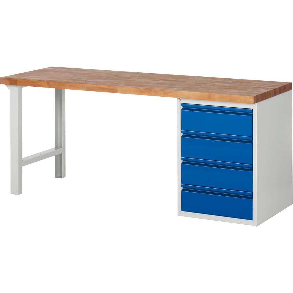 Obrázok výrobku: Steinbock® pracovný stôl so 4 zásuvkami, V x Š x H 840 x 2 000 x 700 mm, RAL 7035/5010