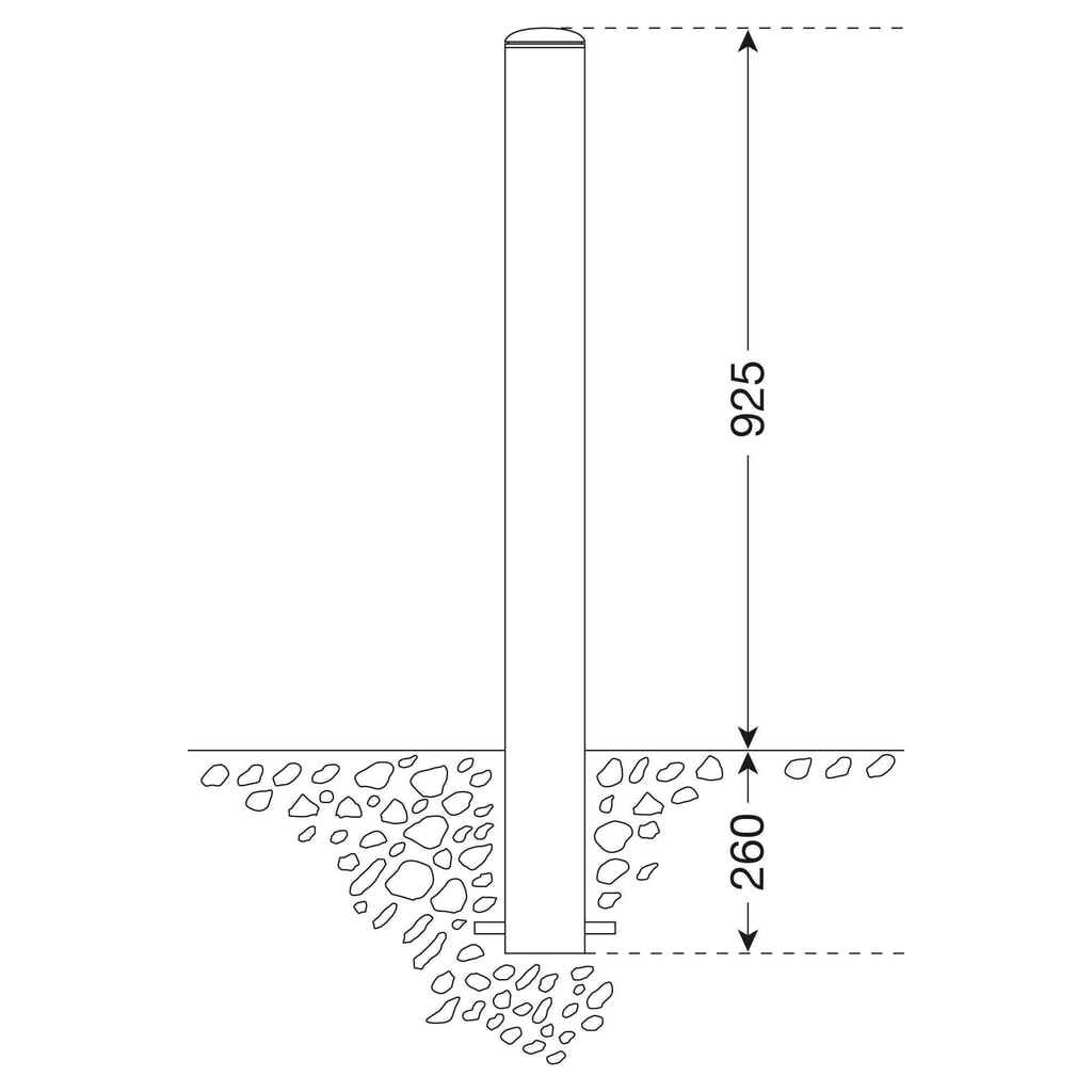 Stĺpik z nehrdzavejúcej ocele MORAVIA MILANO, na zabetónovanie, v × Ø 925 (+260) × 60 mm Číslo obrázka výrobku 2: Stĺpik z nehrdzavejúcej ocele MORAVIA MILANO, na zabetónovanie, v × Ø 925 (+260) × 60 mm