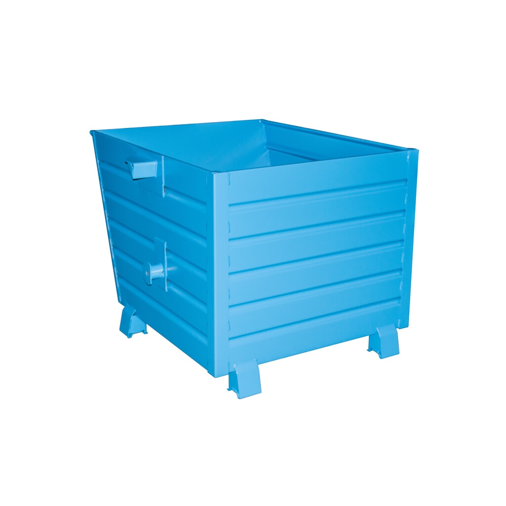 Bauer® Stohovateľný vyklápací zásobník, lakovaný, objem 0,9 m³, RAL 5012 svetlomodrá Obrázok výrobku: Bauer® Stohovateľný vyklápací zásobník, lakovaný, objem 0,9 m³, RAL 5012 svetlomodrá