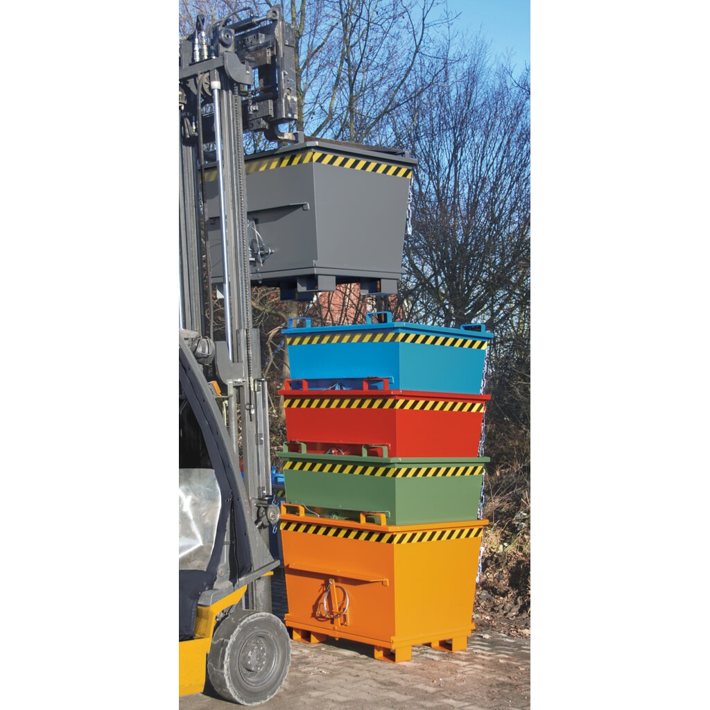 Bauer® Stohovateľný zásobník s výklopným dnom, lakovaný, objem 0,7 m³, RAL 2000 žltooranžová Číslo obrázka výrobku 7: Bauer® Stohovateľný zásobník s výklopným dnom, lakovaný, objem 0,7 m³, RAL 2000 žltooranžová