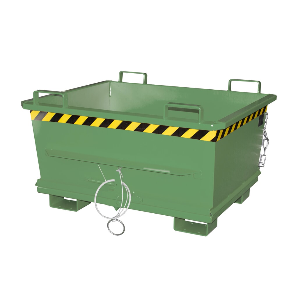 Bauer® Stohovateľný zásobník s výklopným dnom, lakovaný, objem 0,5 m³, RAL 6011 žltozelená Obrázok výrobku: Bauer® Stohovateľný zásobník s výklopným dnom, lakovaný, objem 0,5 m³, RAL 6011 žltozelená