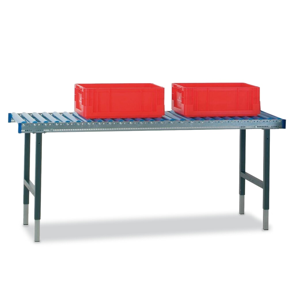Rocholz ručne výškovo nastaviteľný baliaci stôl SYSTEM 2000, s valčekovým dopravníkom, bez pracovnej plochy, v × š × h 690–960 × 1 955 × 640 mm Obrázok výrobku: Rocholz ručne výškovo nastaviteľný baliaci stôl SYSTEM 2000, s valčekovým dopravníkom, bez pracovnej plochy, v × š × h 690–960 × 1 955 × 640 mm