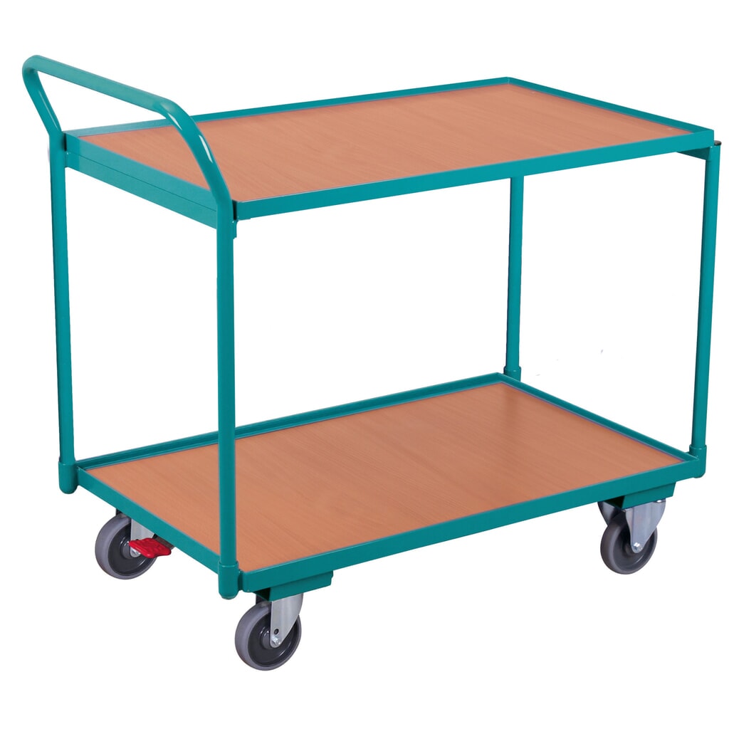 Stolový vozík Ameise®, výškovo prestaviteľný oblúk, 2 etáže à 850 x 500 mm Obrázok výrobku: Stolový vozík Ameise®, výškovo prestaviteľný oblúk, 2 etáže à 850 x 500 mm