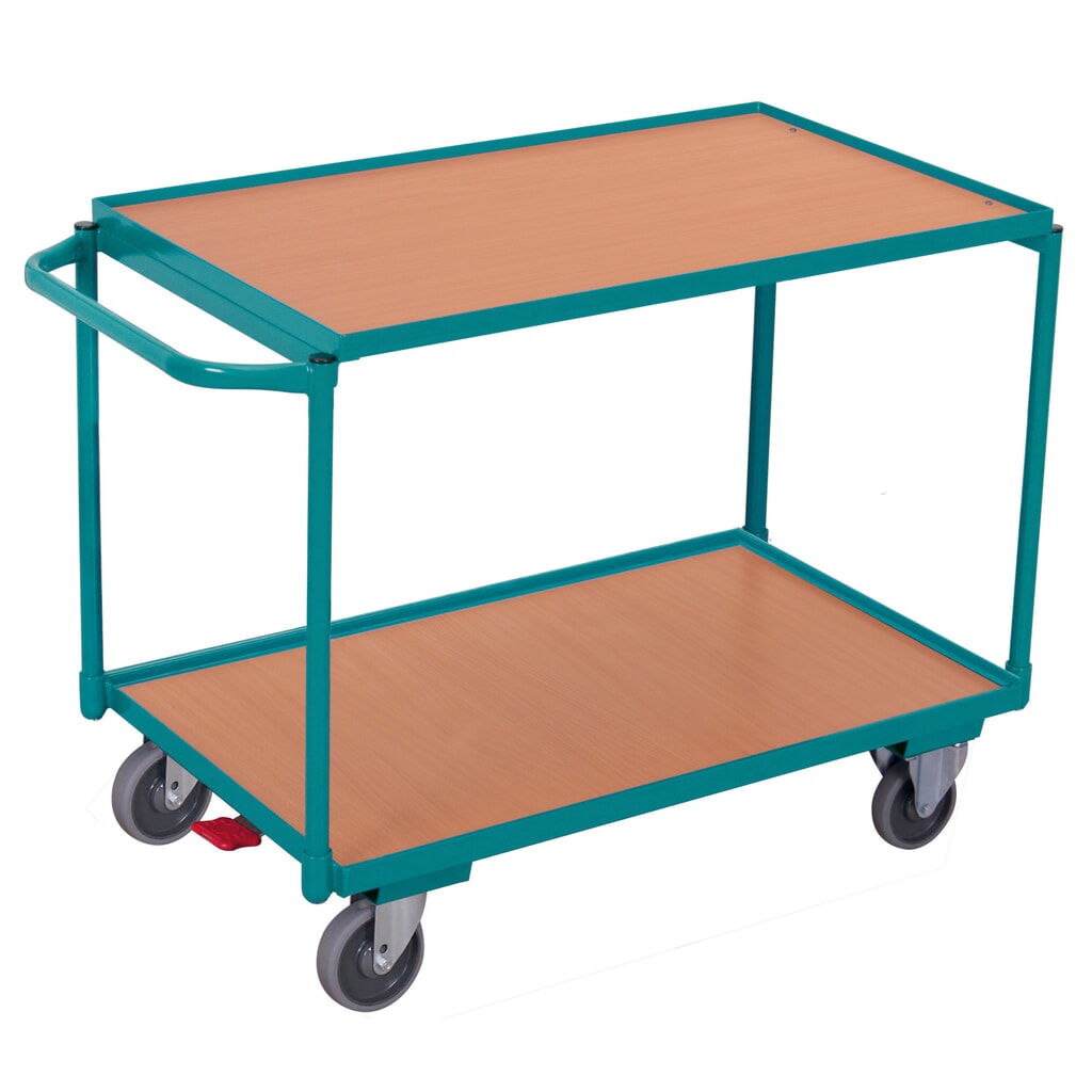 Stolový vozík Ameise®, vodorovný oblúk, 2 etáže à 850 x 500 mm, nosnosť 250 kg Obrázok výrobku: Stolový vozík Ameise®, vodorovný oblúk, 2 etáže à 850 x 500 mm, nosnosť 250 kg