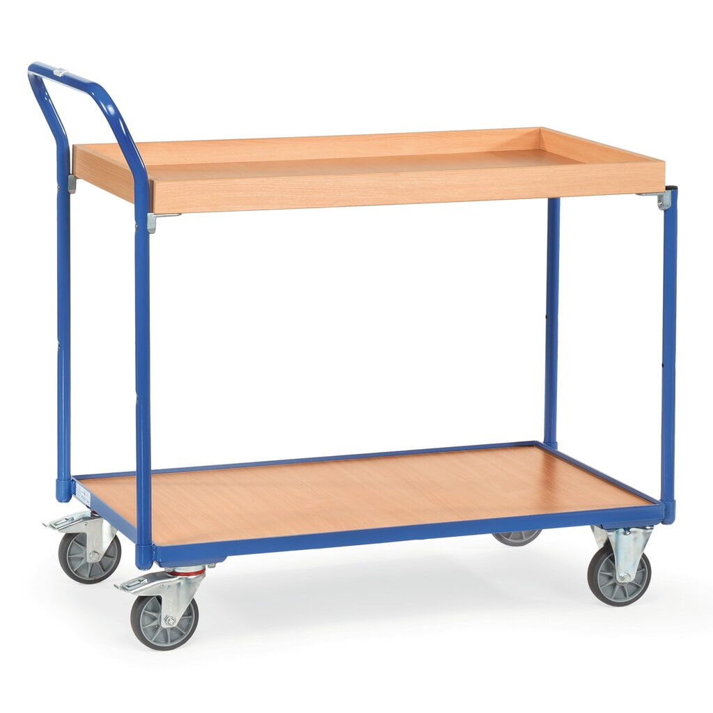 Číslo obrázka výrobku 1: Stolový vozík fetra®, 1 drevená podlaha+1 drevená krabica à 850 x 500 mm, výška 1,030 mm