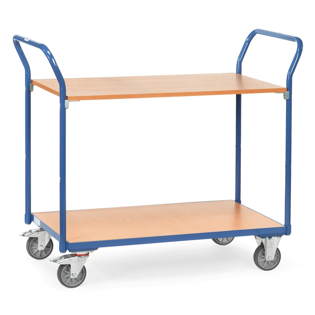 Stolový vozík fetra®, nosnosť 200 kg, 2 úrovne 1 000 x 600 mm Obrázok výrobku: Stolový vozík fetra®, nosnosť 200 kg, 2 úrovne 1 000 x 600 mm