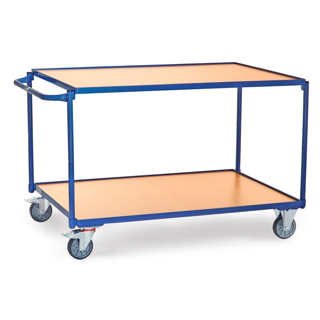 Obrázok výrobku: fetra® Stolový vozík, nosnosť 300 kg, 2 úrovne 1200 x 800 mm, Horizontálne riadidlá