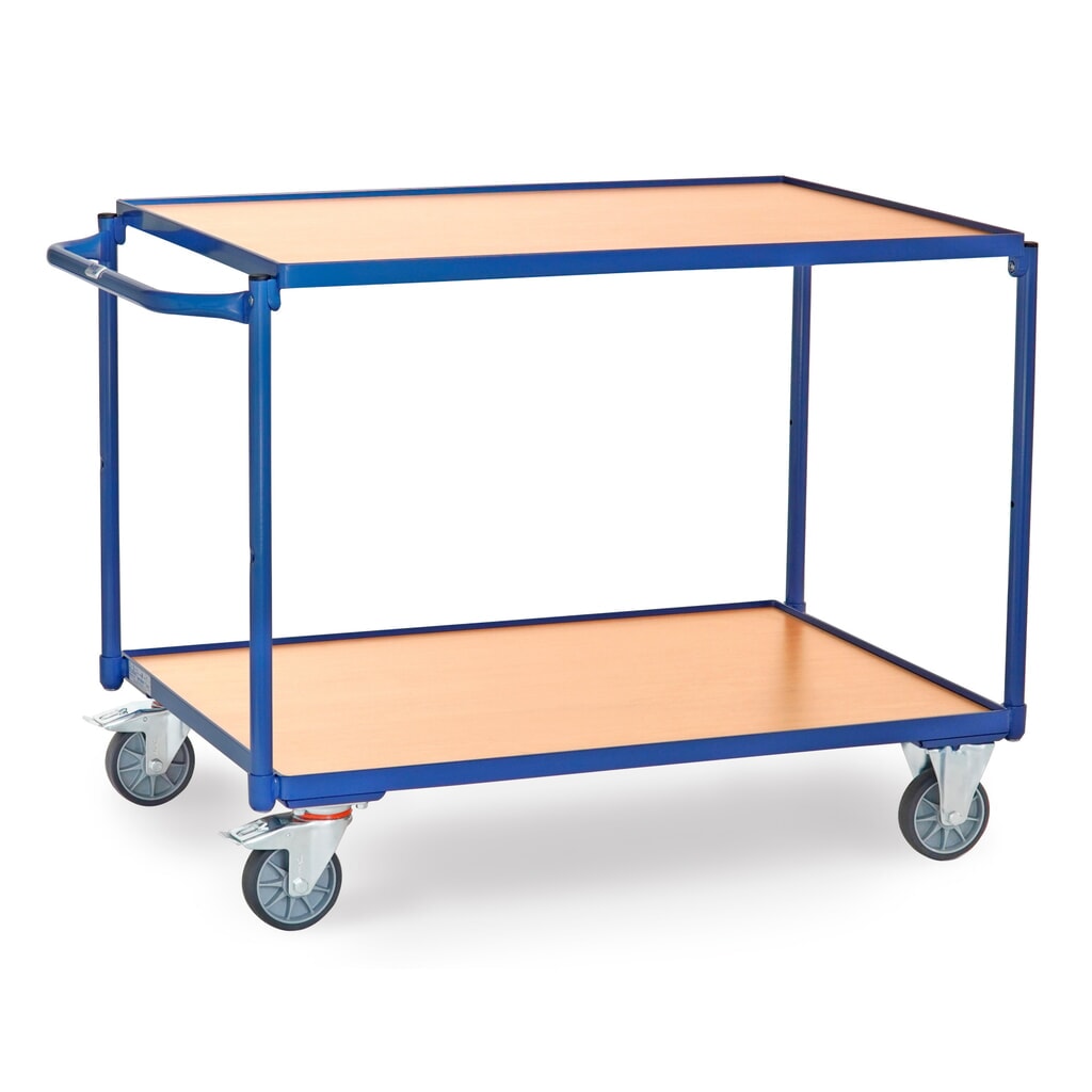 Obrázok výrobku: fetra® Stolový vozík, nosnosť 300 kg, 2 vrstvy 1,000 x 700 mm, Horizontálne riadidlá