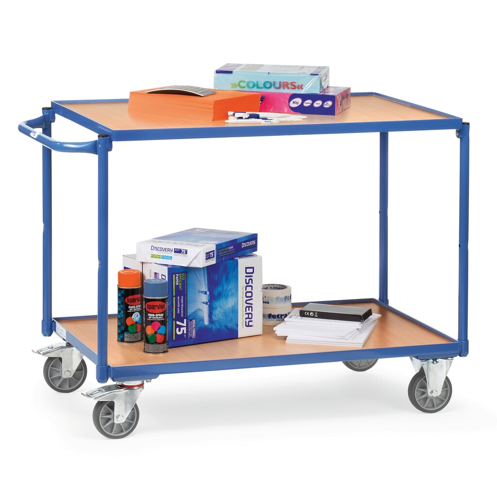 Číslo obrázka výrobku 3: fetra® Stolový vozík, nosnosť 300 kg, 2 vrstvy 1,000 x 700 mm, Horizontálne riadidlá