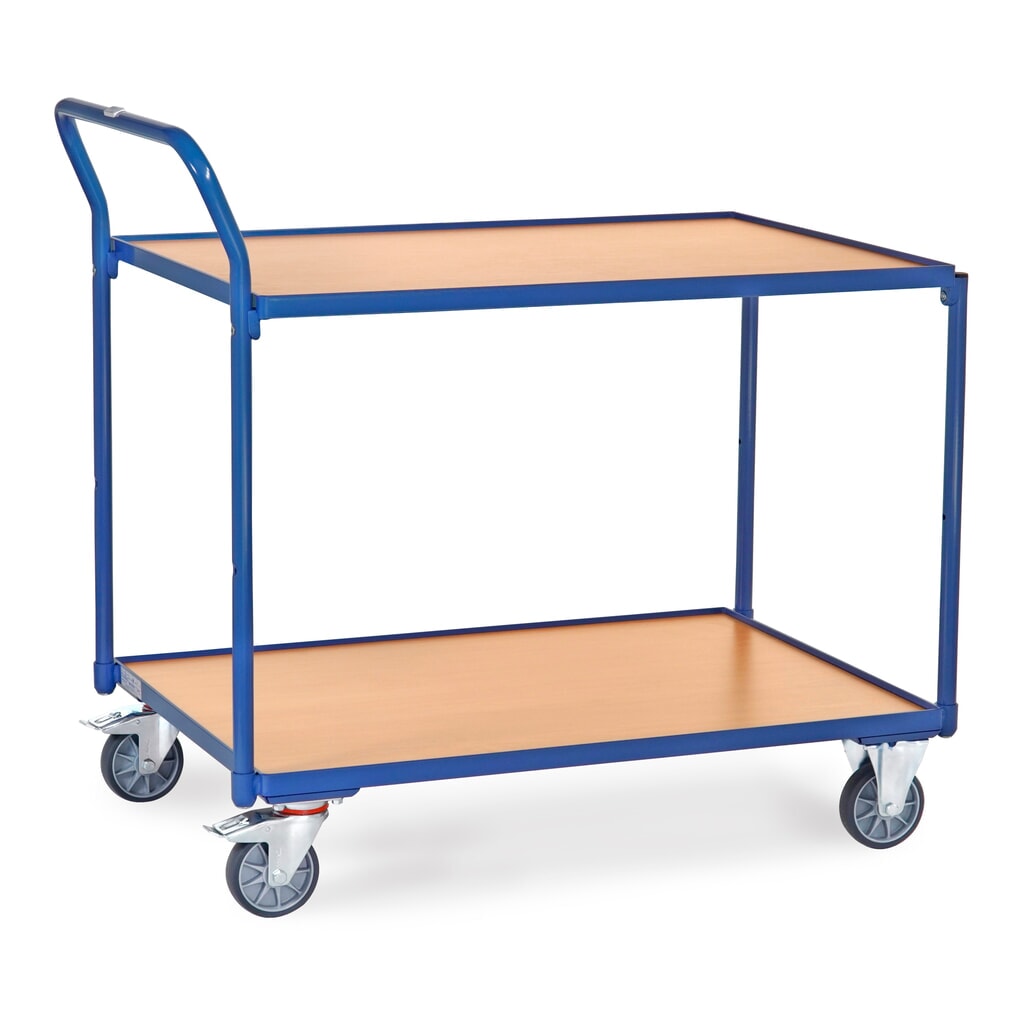 fetra® Stolový vozík, nosnosť 300 kg, 2 úrovne 1000 x 700mm, vysoko stojace rukoväte Obrázok výrobku: fetra® Stolový vozík, nosnosť 300 kg, 2 úrovne 1000 x 700mm, vysoko stojace rukoväte