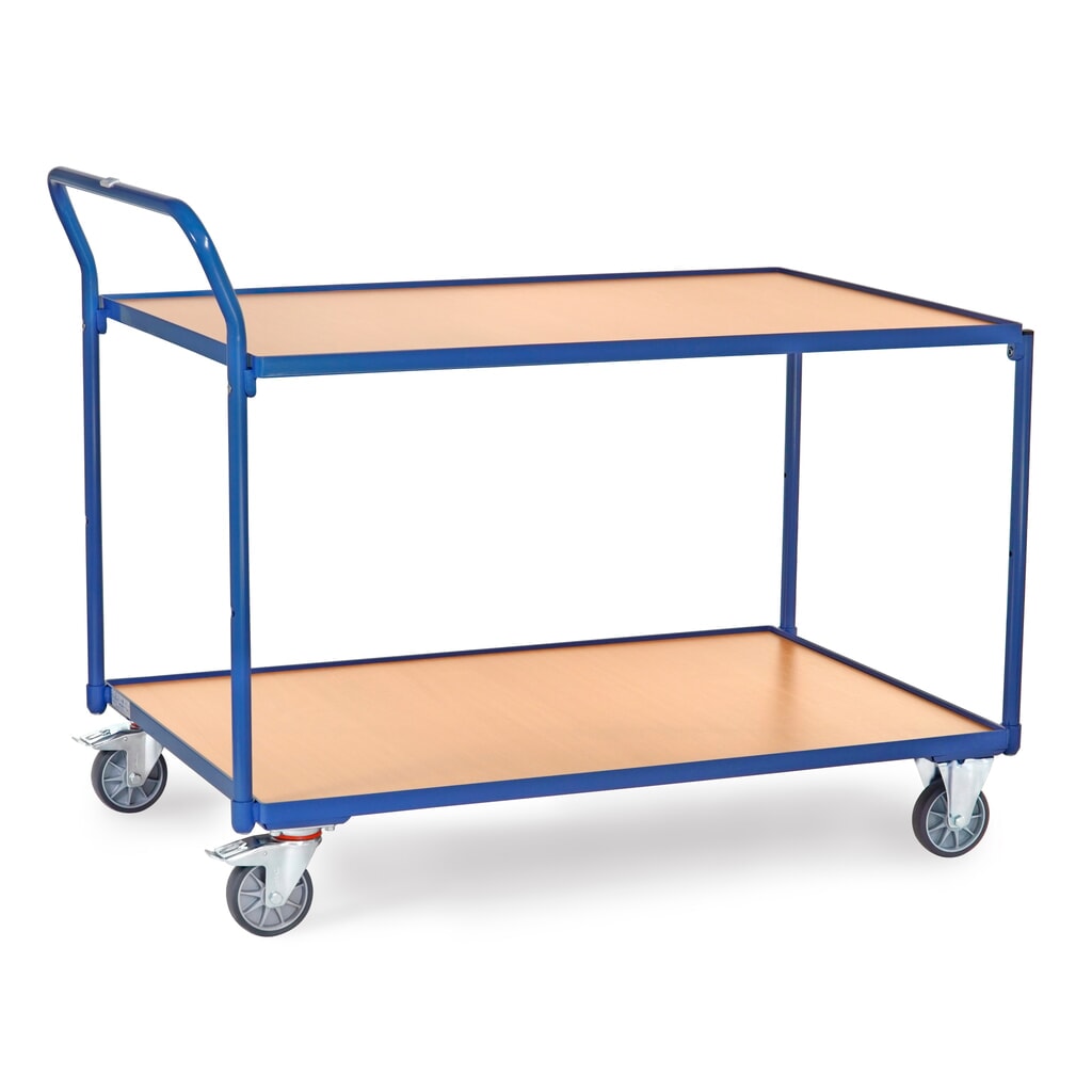 Obrázok výrobku: fetra® Stolový vozík, nosnosť 300 kg, 2 úrovne 1200 x 800 mm, vysoko stojace rukoväte