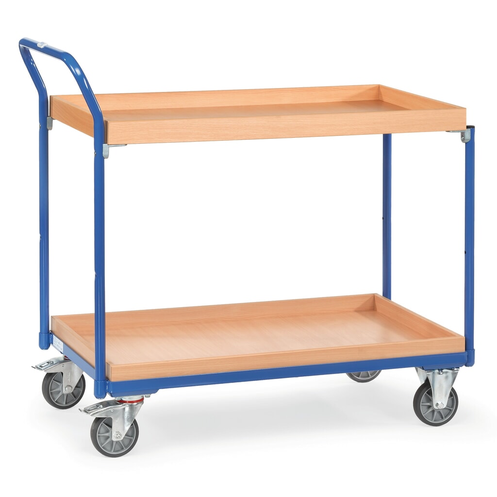 Obrázok výrobku: Stolový vozík fetra® s 2 drevenými debnami s rozmermi 1 000 x 600 mm, výška 1,030 mm
