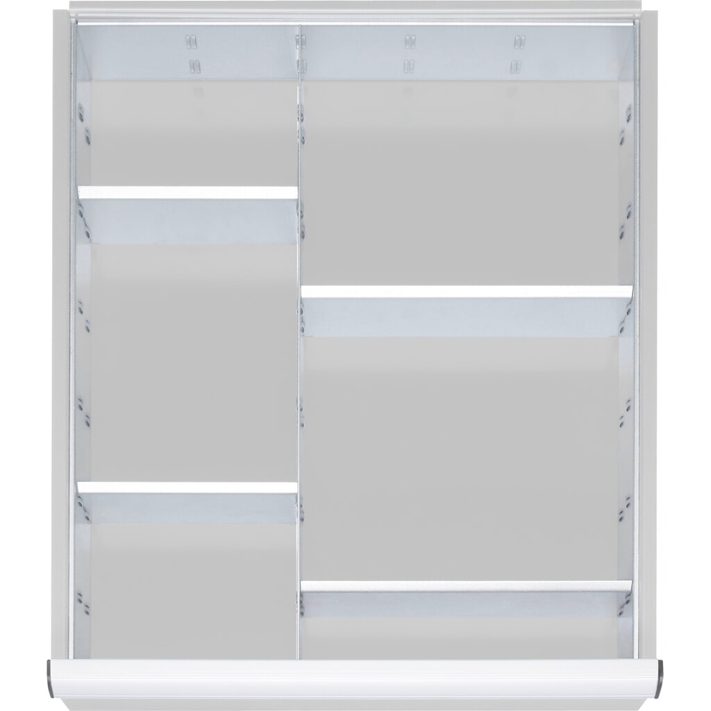 Set rozdeľovačov zásuviek Steinbock® pre Rozmery zásuvky ŠxH 490 x 560 mm s výškou panelu 180-360mm, 1x 4 deliče Obrázok výrobku: Set rozdeľovačov zásuviek Steinbock® pre Rozmery zásuvky ŠxH 490 x 560 mm s výškou panelu 180-360mm, 1x 4 deliče