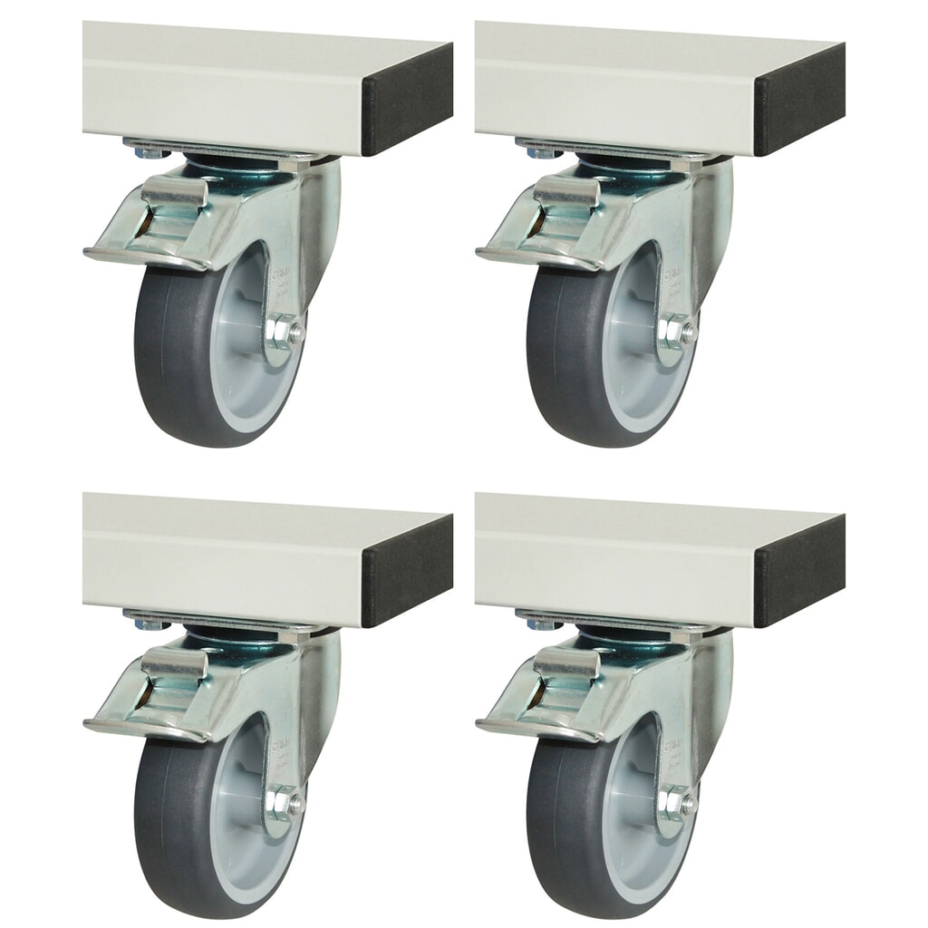 Súprava koliesok RAU pre sériu adlatus 300/600 v × š × h 125 × 100 × 30 mm, 4 vodiace kolieska so zaisťovačom Obrázok výrobku: Súprava koliesok RAU pre sériu adlatus 300/600 v × š × h 125 × 100 × 30 mm, 4 vodiace kolieska so zaisťovačom