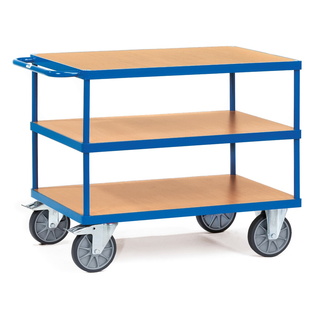 Ťažký stolový a montážny vozík fetra®, 3 poschodia à 850 x 500 mm Obrázok výrobku: Ťažký stolový a montážny vozík fetra®, 3 poschodia à 850 x 500 mm