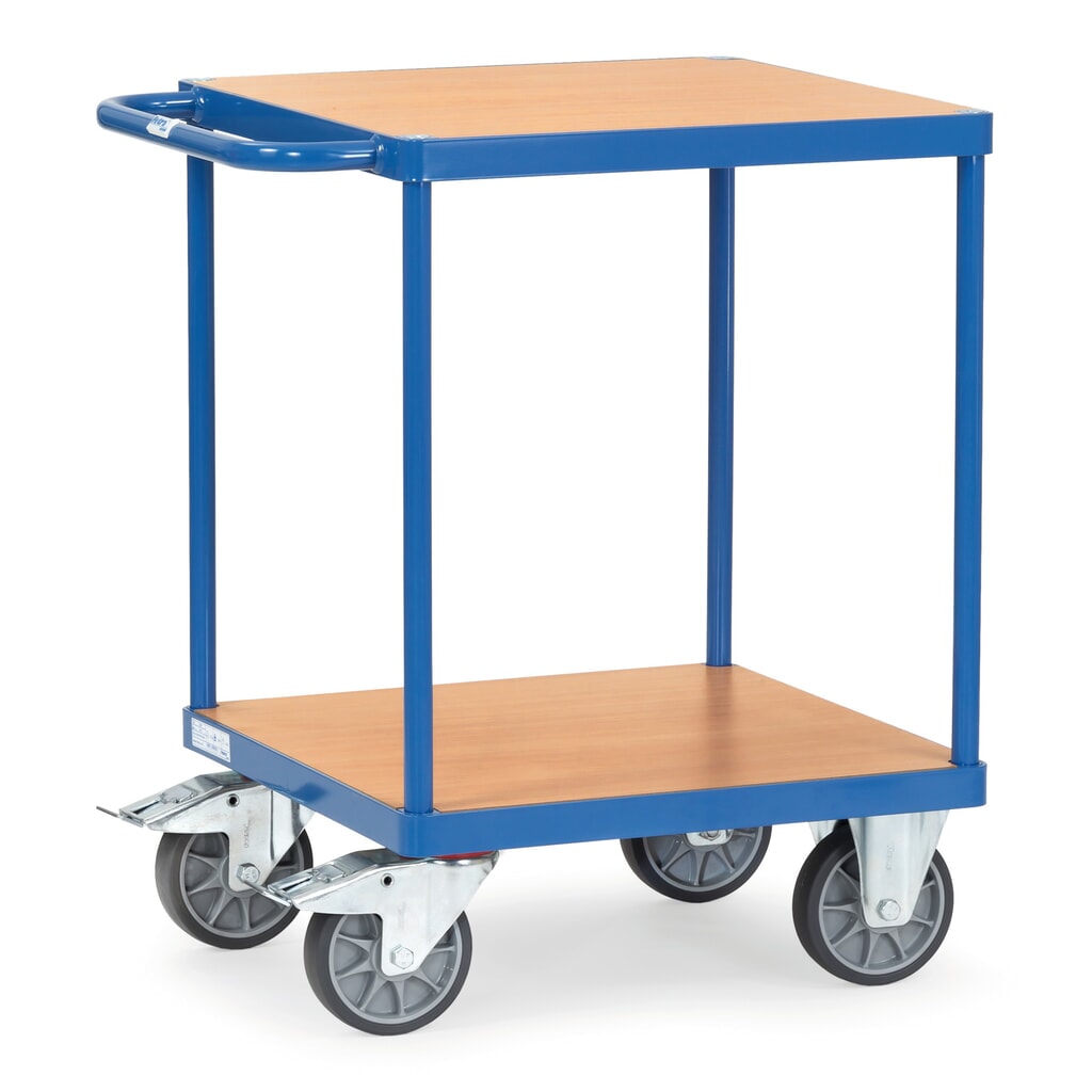 Číslo obrázka výrobku 1: Ťažký stolový a montážny vozík fetra®, 2 poschodia à 600 x 600 mm