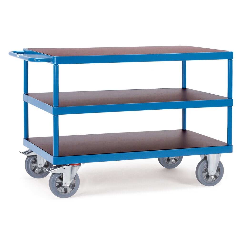 Ťažký stolový vozík fetra®, nosnosť 1 200 kg, 3 úrovne 1 600 x 800 mm Obrázok výrobku: Ťažký stolový vozík fetra®, nosnosť 1 200 kg, 3 úrovne 1 600 x 800 mm