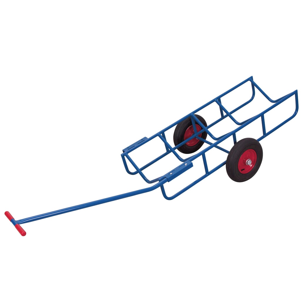 Táčky VARIOfit® s kolieskami z ocele, nosnosť 400 kg, vzduchové pneumatiky, enciánová modrá. Obrázok výrobku: Táčky VARIOfit® s kolieskami z ocele, nosnosť 400 kg, vzduchové pneumatiky, enciánová modrá.