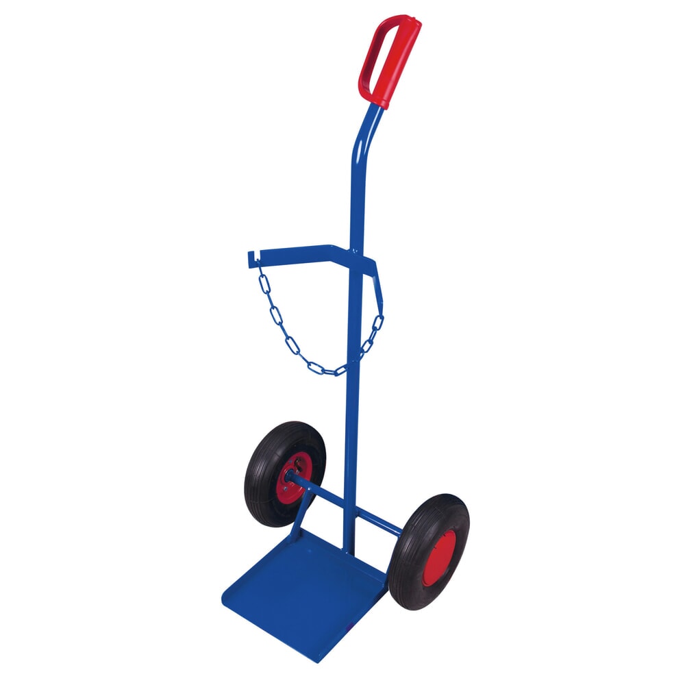 Obrázok výrobku: Táčky na fľaše VARIOfit® z ocele, na 1 fľašu s objemom 40 - 50 litrov, vzduchové pneumatiky, enciánová modrá.