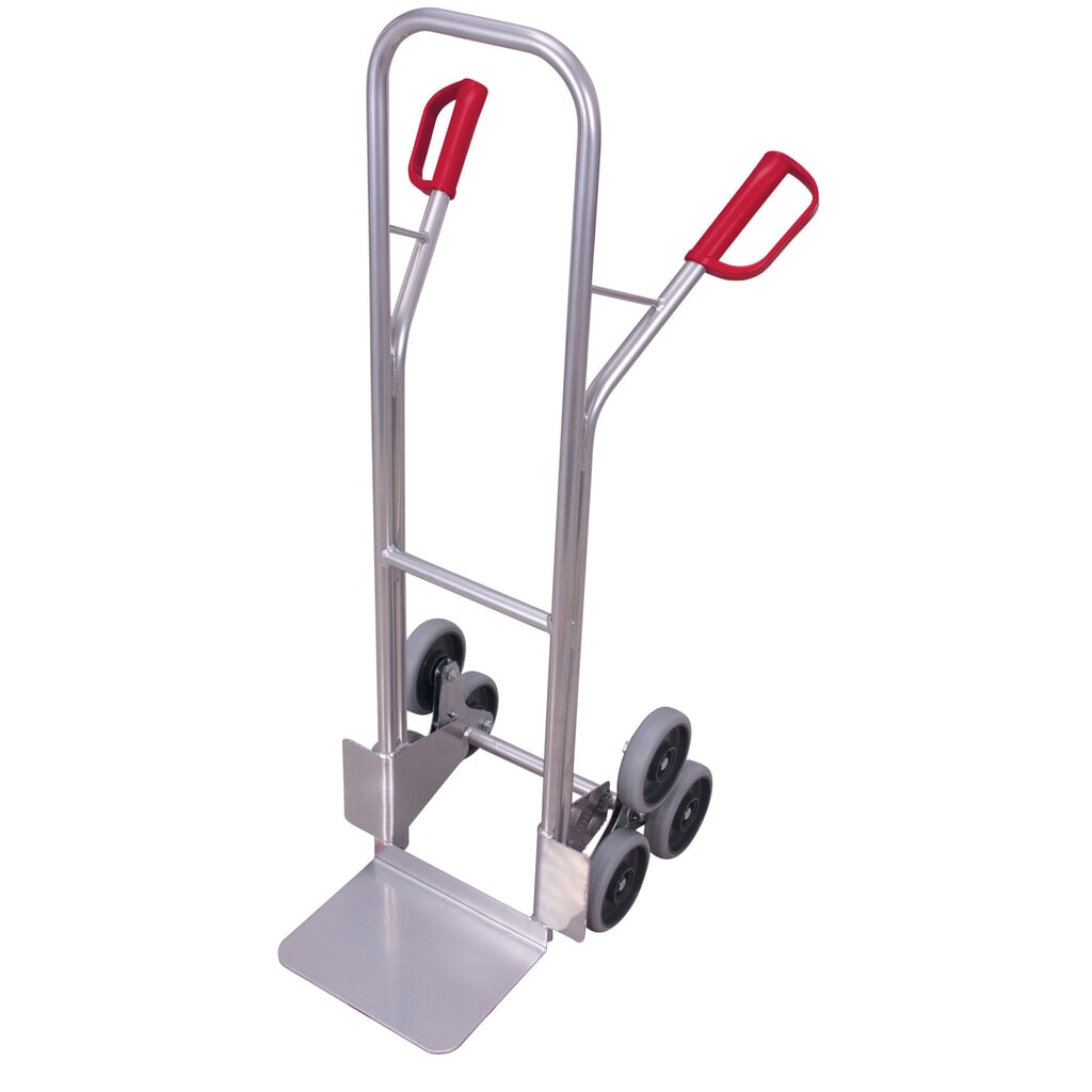 Obrázok výrobku: VARIOfit® Hliníkové táčky na schody, nosnosť 200 kg, 3-ramenný hviezdicový náboj kolesa, nakladacia plocha Š x H 320 x 245 mm, termoplastické pneumatiky