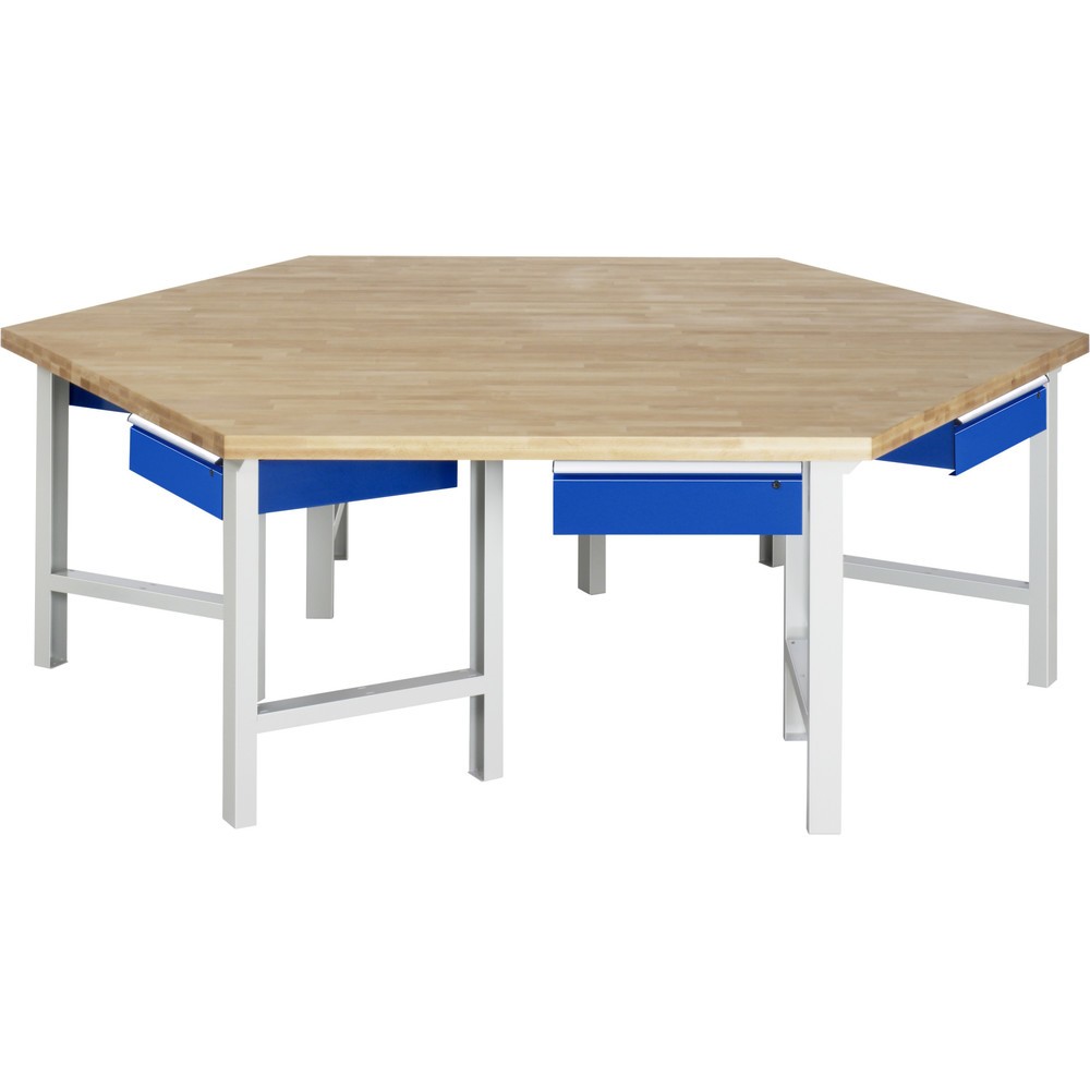 Číslo obrázka výrobku 1: Viacmiestny pracovný stôl RAU série 4 000, v × š × h 790 – 1 140 × 2 700 × 2 340 mm, 6 ks podstavných kontajnerov, každý s 1 zásuvkou