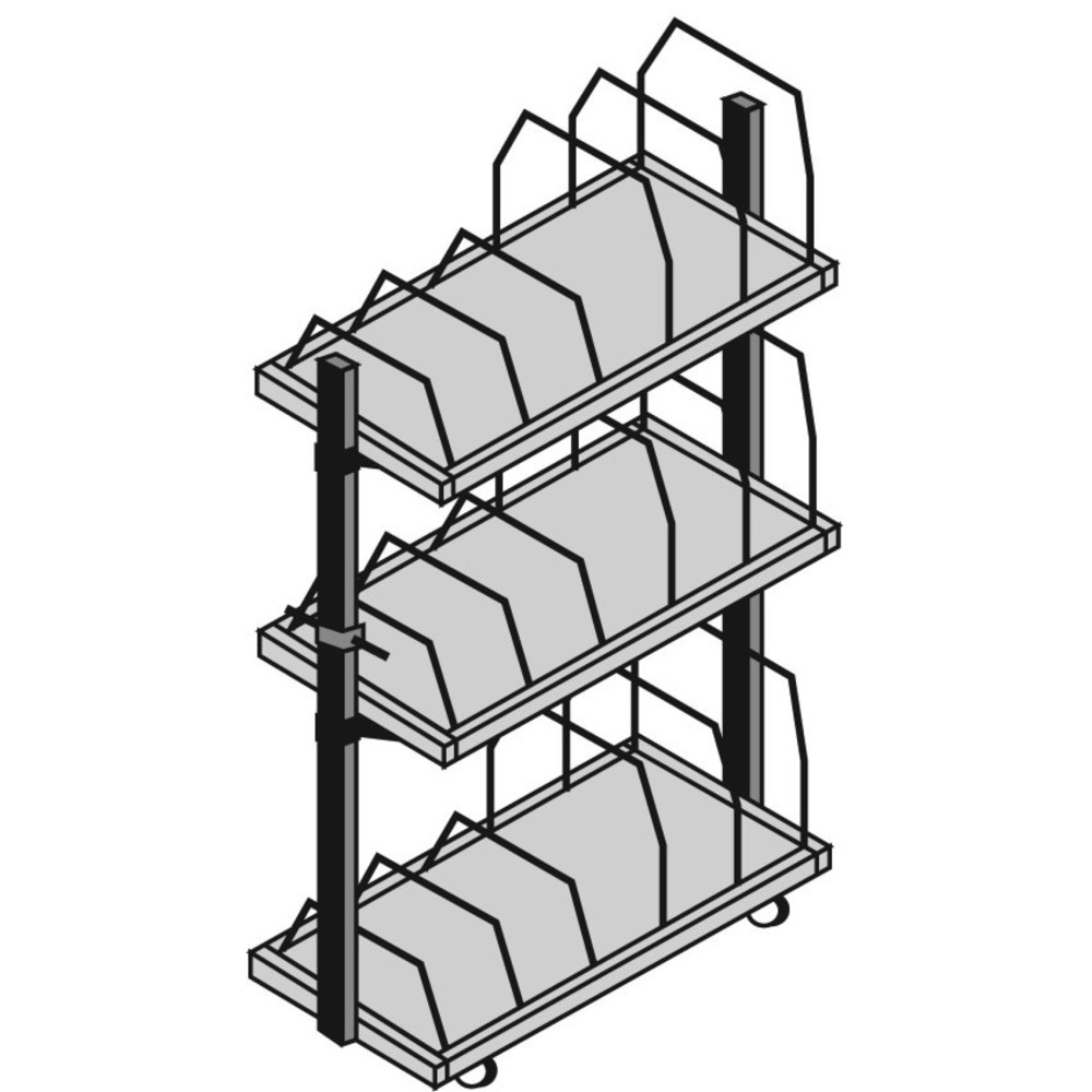 Číslo obrázka výrobku 3: Vozík na kartónové obaly s madlom, 3 úrovne, V x Š x H 1,860 x 1,015 x 600 mm