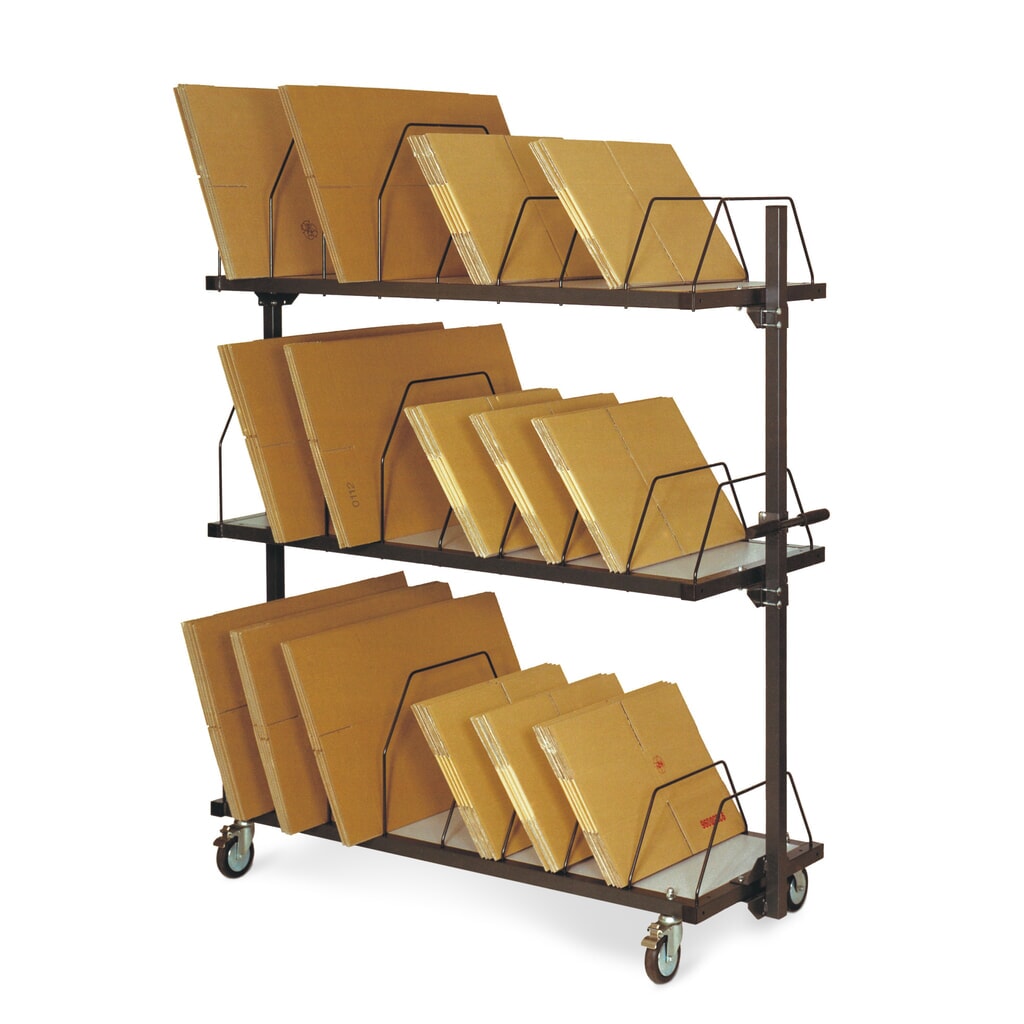 Vozík na kartónové obaly s madlom, 2 úrovne, V x Š x H 1 260 x 1 600 x 600 mm Obrázok výrobku: Vozík na kartónové obaly s madlom, 2 úrovne, V x Š x H 1 260 x 1 600 x 600 mm
