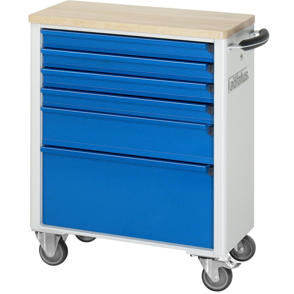 Číslo obrázka výrobku 3: Vozík na náradie RAU série 700, v × š × h 860 × 700 × 350 mm, 6 zásuv. 4 × 65, 1 × 130, 1 × 260 mm, buková pracovná doska