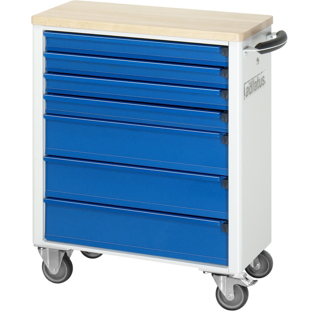 Číslo obrázka výrobku 3: Vozík na náradie vozík RAU série 700, v × š × h 860 × 700 × 350 mm, 7 zásuv. 4 × 65, 3 × 130 mm, buková pracovná doska
