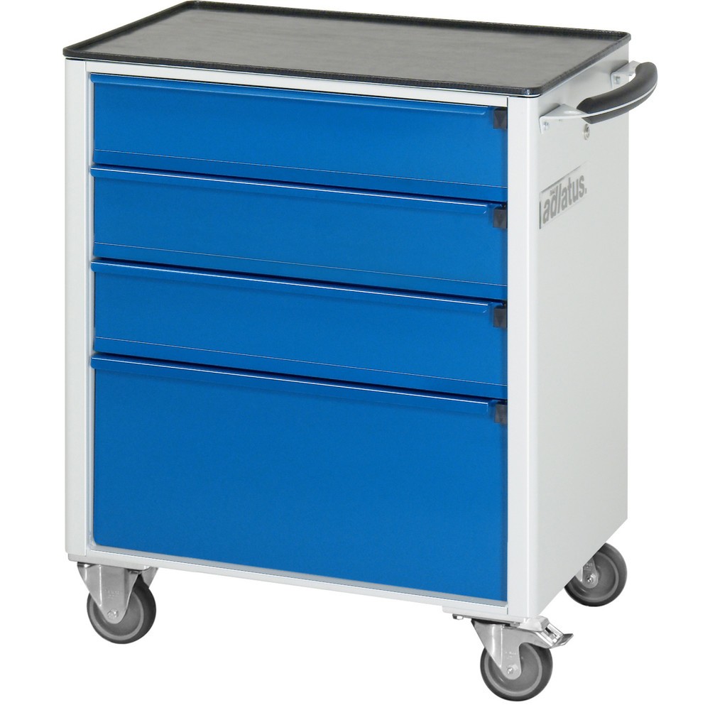 Číslo obrázka výrobku 2: Vozík na náradie vozík RAU série 700, v × š × h 860 × 700 × 510 mm, 4 zásuv. 3 × 130, 1 × 260 mm, kovová pracovná doska