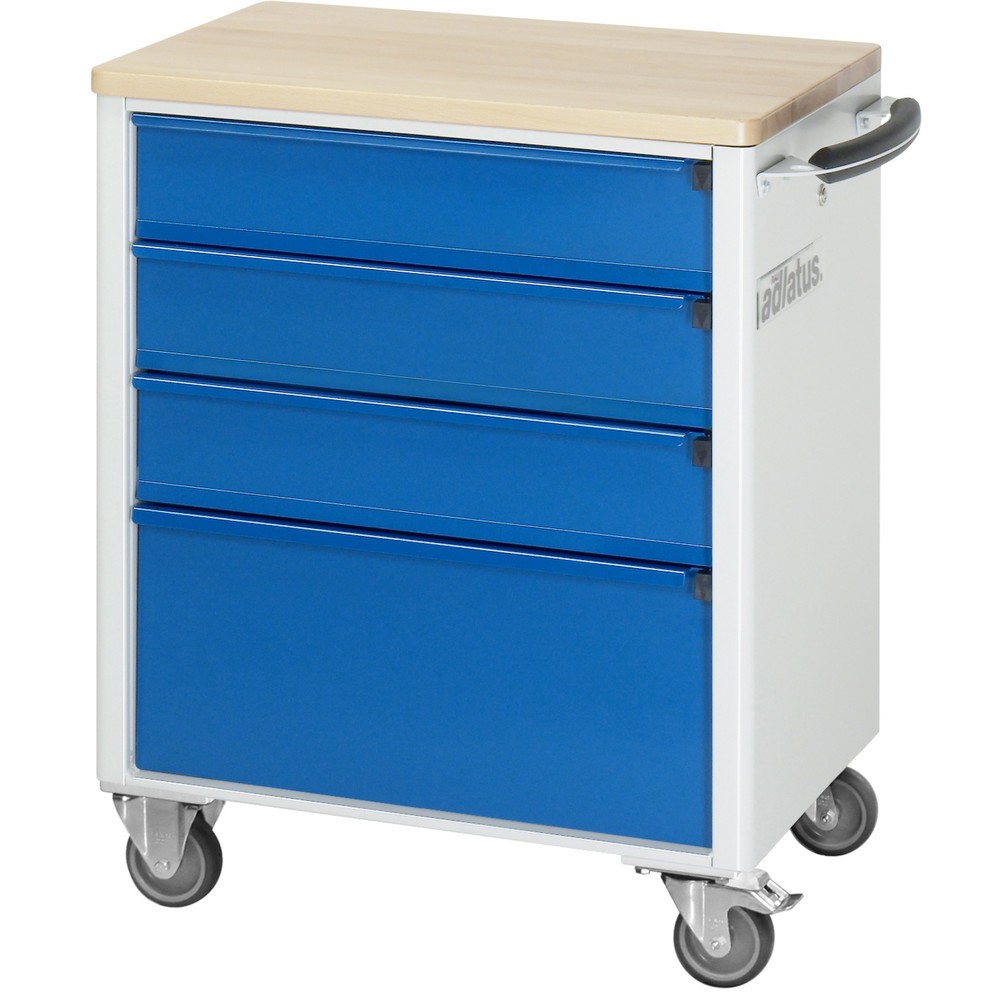 Číslo obrázka výrobku 3: Vozík na náradie vozík RAU série 700, v × š × h 860 × 700 × 510 mm, 4 zásuv. 3 × 130, 1 × 260 mm, buková pracovná doska