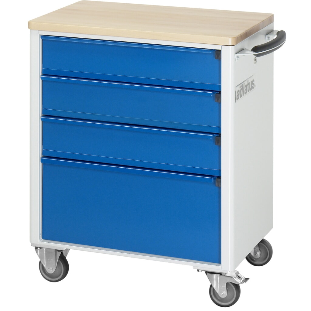 Číslo obrázka výrobku 4: Vozík na náradie vozík RAU série 700, v × š × h 860 × 700 × 510 mm, 4 zásuv. 3 × 130, 1 × 260 mm, buková pracovná doska